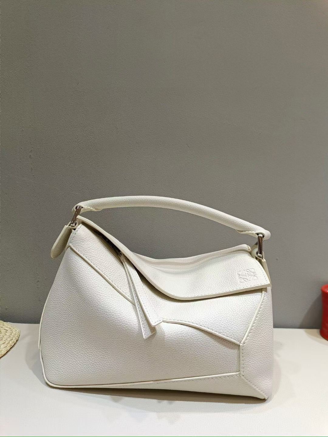 Loewe Small Puzzle Bag in Soft Grained Calfskin Sea Salt